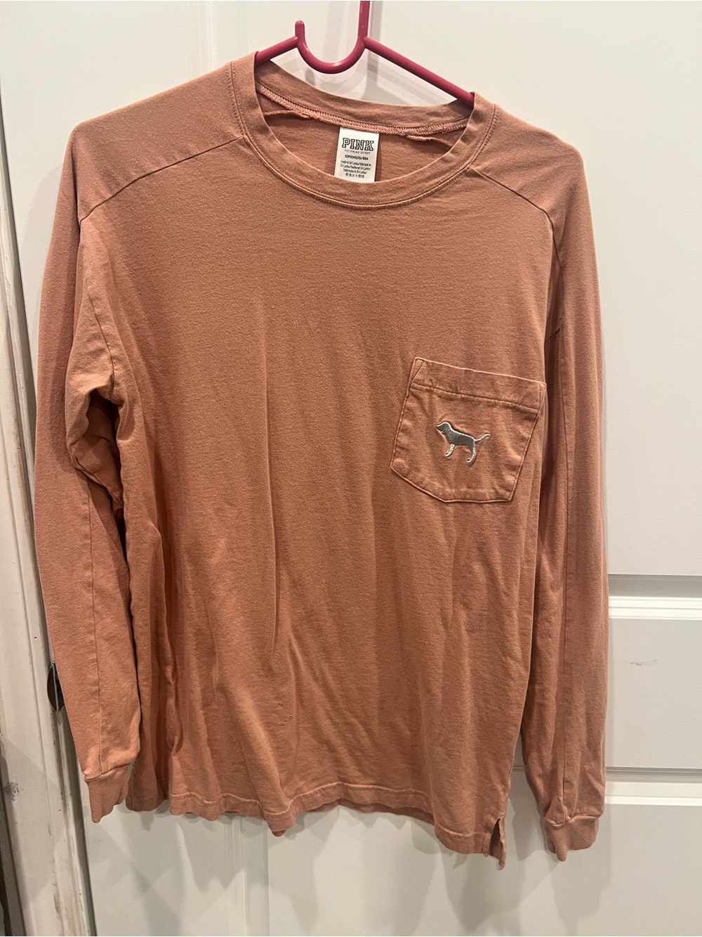 PINK Victoria's Secret Long-Sleeve Pocket Tee in Dusty Rose